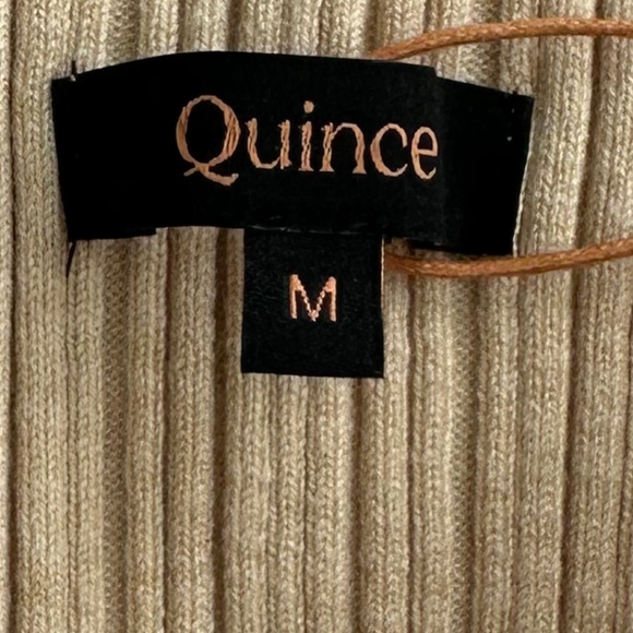 Quince Cotton Cashmere Ribbed Tank Heather Oatmeal M Wardrobe Staple Stretch NWT - Picture 9 of 15